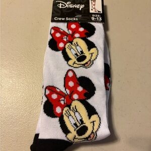 Disney Minnie Mouse White and Red Crew Socks. 9-13 size